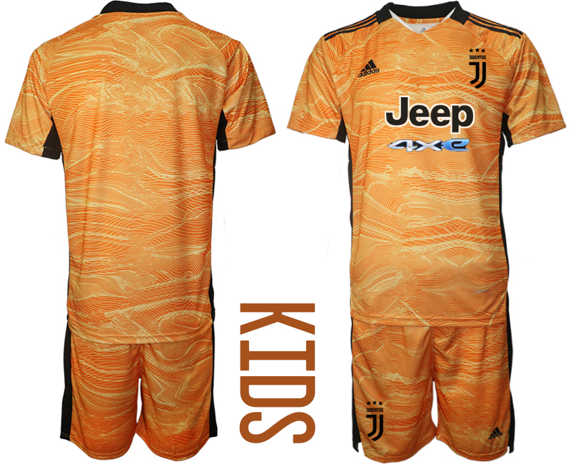 Cheap Youth 2021-2022 Club Juventus orange yellow goalkeeper blank Soccer Jersey